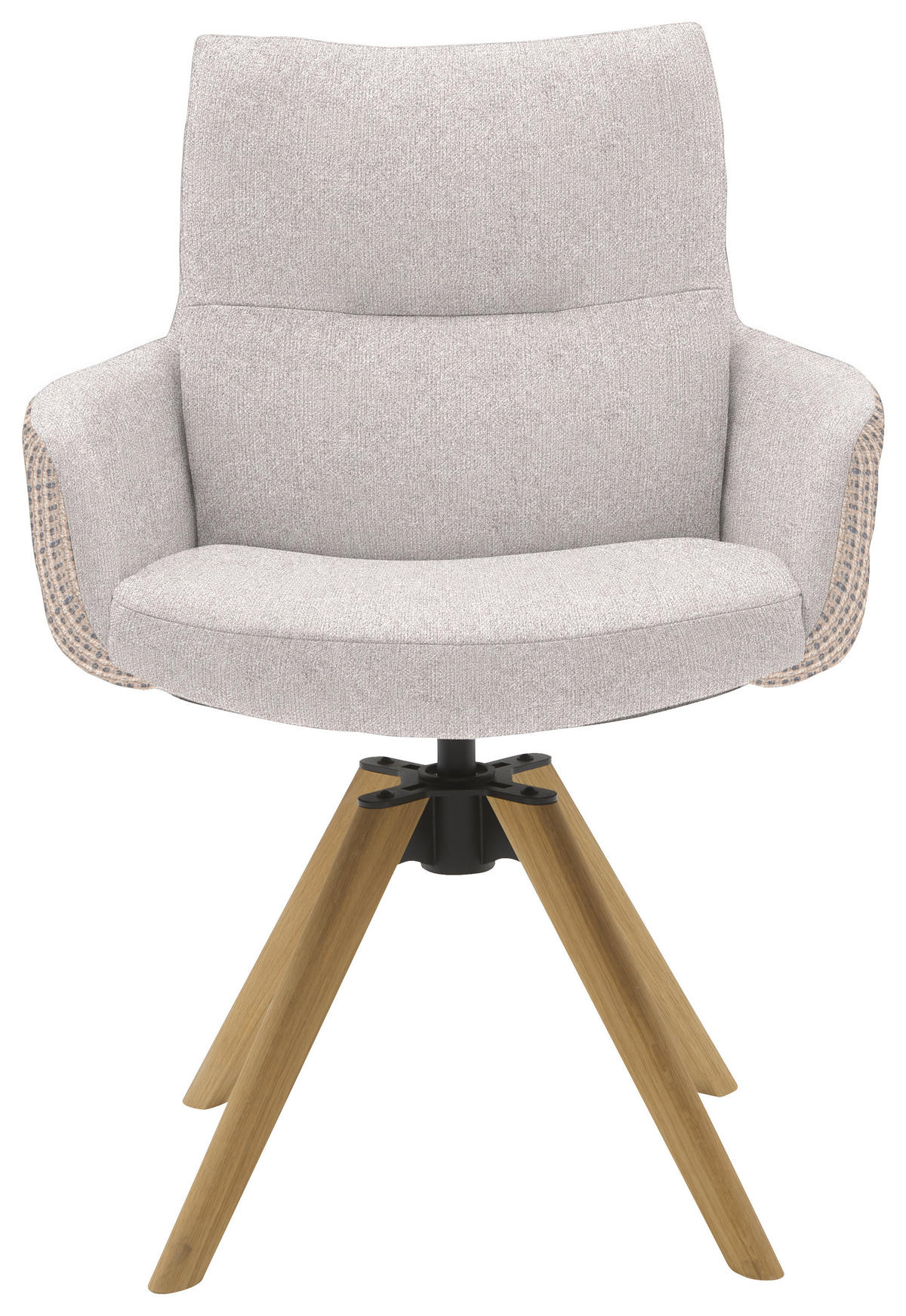 ARMLEHNSTUHL  Beinauswahl, Sitzfläche 360° drehbar, Stoff-/Lederauswahl Flachgewebe  Creme, Hellgrau  - Beige/Creme, Design, Holz/Textil (62/90/68cm) - Valnatura