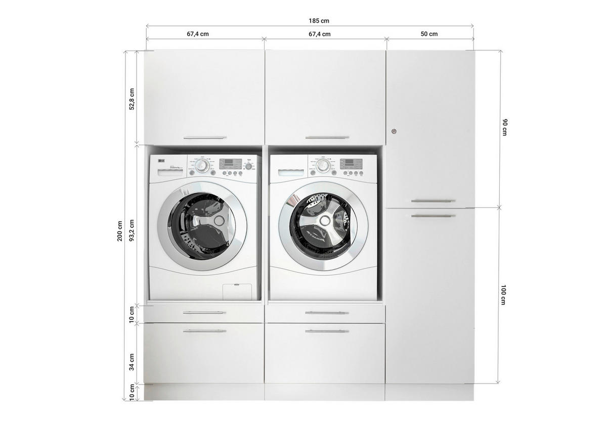 HAUSWIRTSCHAFTSRAUM 184,8/200/67,6 cm  in Weiß  - Weiß, KONVENTIONELL, Holzwerkstoff (184,8/200/67,6cm) - Respekta