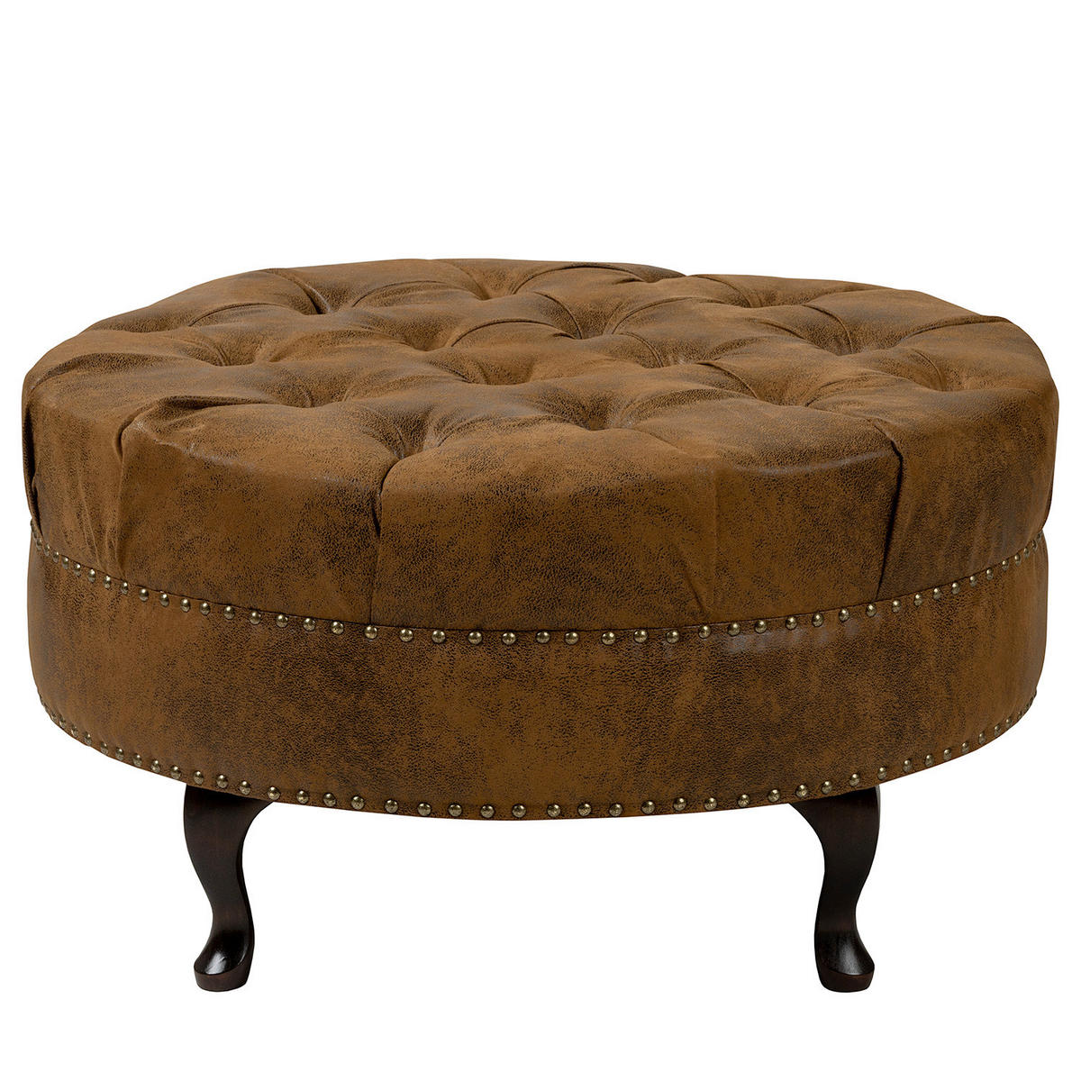 HOCKER in Textil Cognac  - Cognac/Braun, Design, Holz/Textil (80/45/80cm) - Livetastic