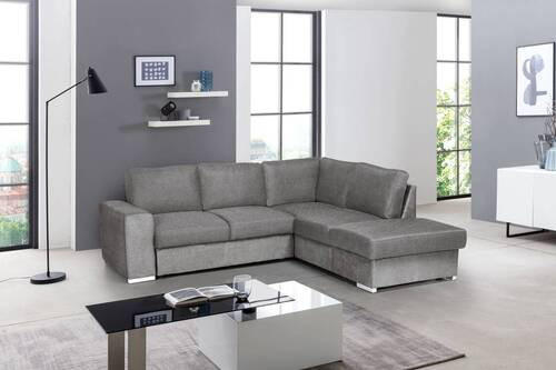 ECKSOFA in Mikrofaser Grau  - Chromfarben/Grau, Konventionell, Textil/Metall (248/213cm) - MID.YOU