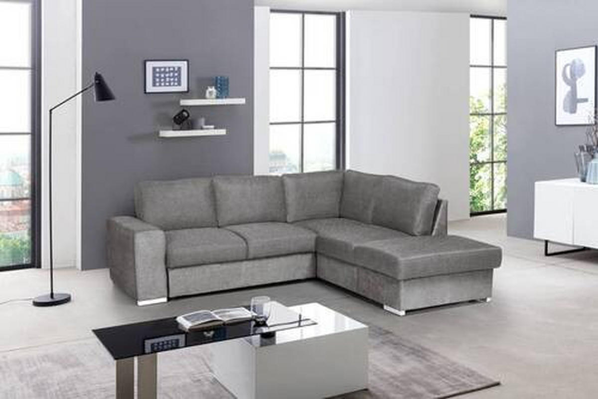 ECKSOFA Grau Mikrofaser  - Chromfarben/Grau, KONVENTIONELL, Textil/Metall (248/213cm) - MID.YOU
