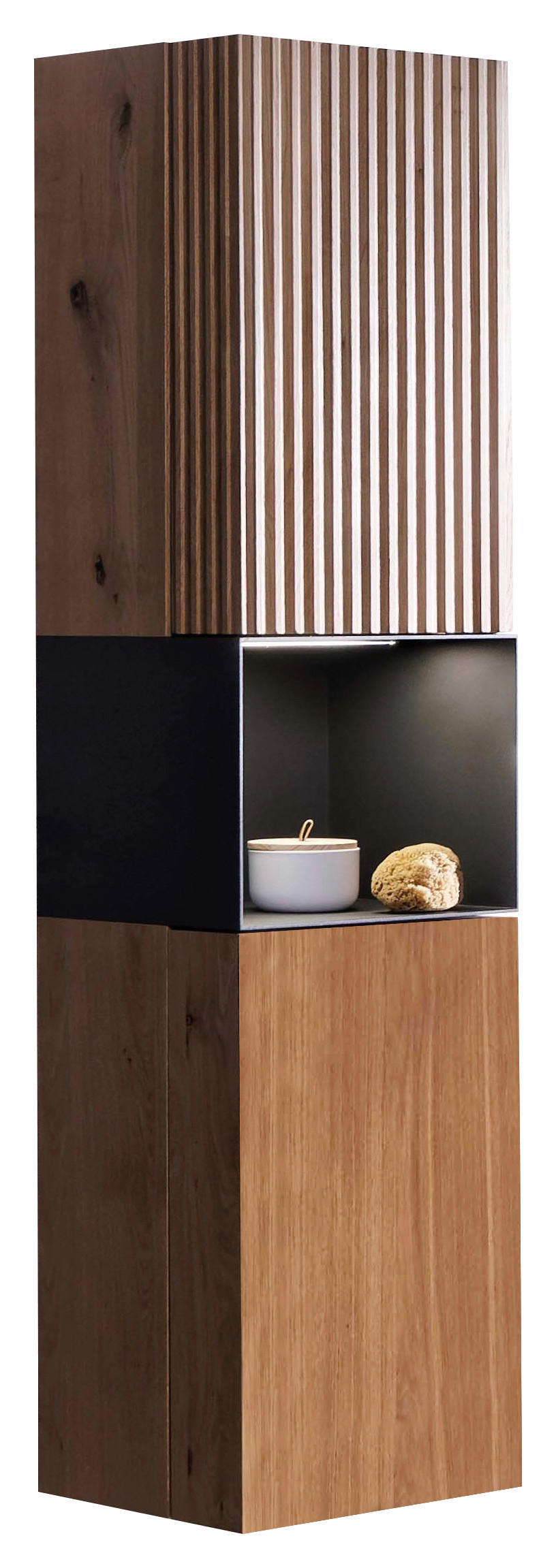 HOCHSCHRANK 39,8/160/36 cm  - Eichefarben/Anthrazit, Natur, Glas/Holz (39,8/160/36cm) - Voglauer