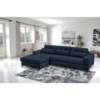 ECKSOFA Struktur Dunkelblau  - Schwarz/Dunkelblau, Design, Textil/Metall (176/260cm) - Livetastic