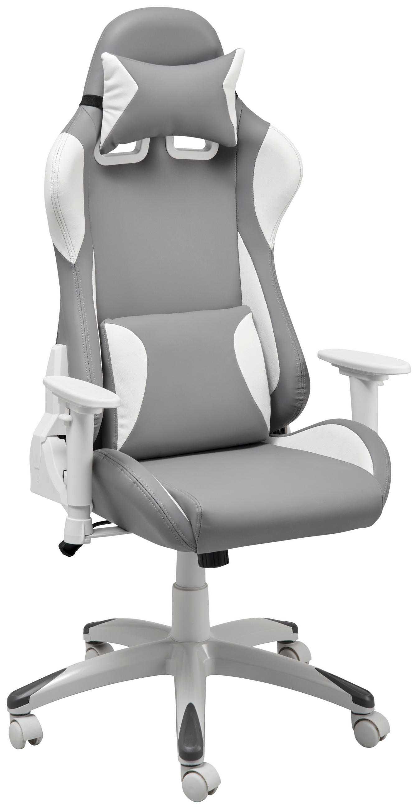 GAMINGSTUHL  in Lederlook Grau, Weiß  - Weiß/Grau, MODERN, Kunststoff/Textil (66/126-134/59cm) - Livetastic