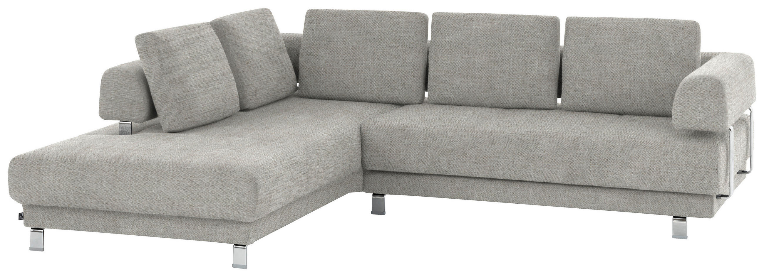 ECKSOFA in Chenille Creme, Beige  - Beige/Creme, Design, Textil/Metall (235/277cm)