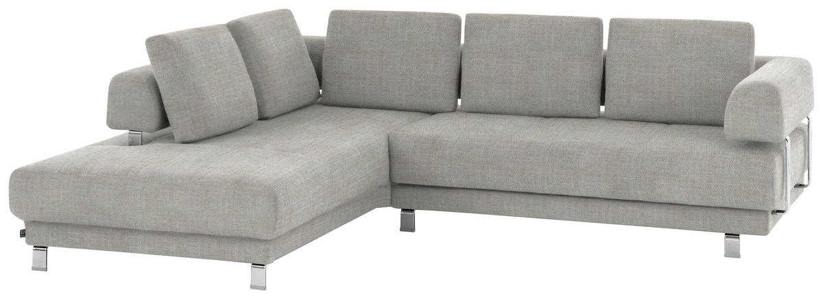 ECKSOFA in Chenille Creme, Beige  235/277 cm  - Beige/Creme, Design, Textil/Metall (235/277cm)