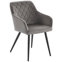 ARMLEHNSTUHL   Samt  Grau, Schwarz  - Schwarz/Grau, Trend, Textil/Metall (54/86/60cm) - Livetastic