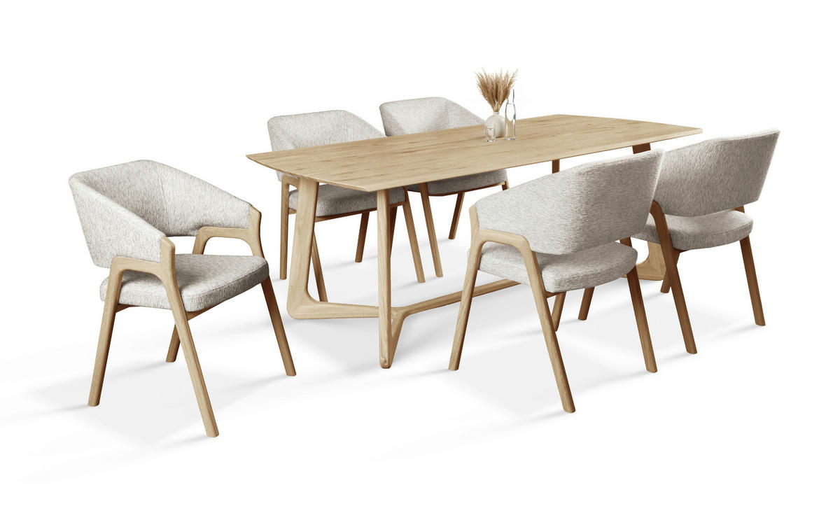 ARMLEHNSTUHL  Typenauswahl Jacquard  - Eichefarben/Beige, KONVENTIONELL, Holz/Textil (57/84/61cm) - Linea Natura