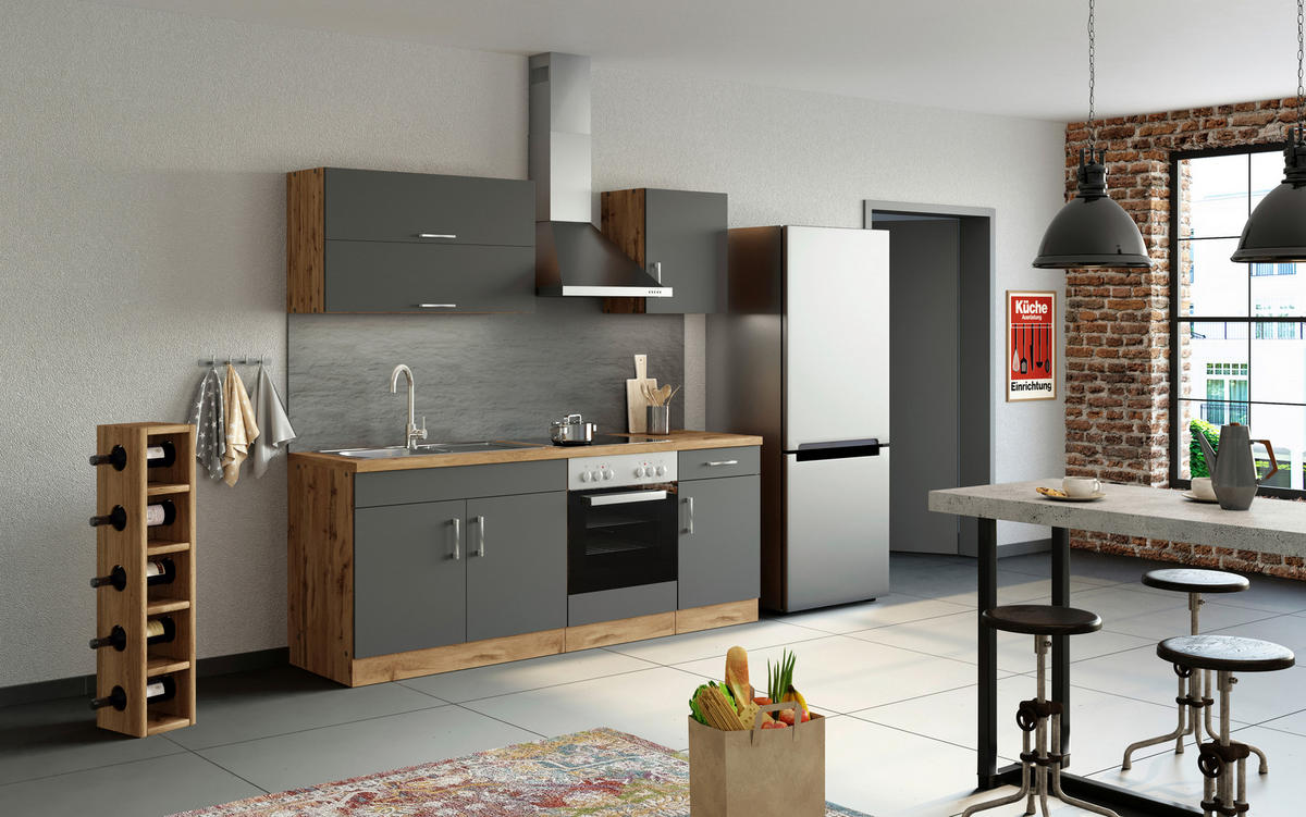 MODULKÖK UTAN VITVAROR 270 cm   i antracit  - antracit/ekfärgad, Modern, trämaterial (270cm) - Held