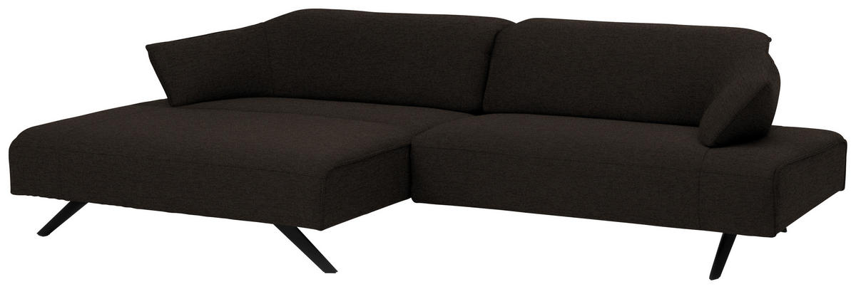 ECKSOFA in Struktur Dunkelbraun  165/276 cm  - Anthrazit/Dunkelbraun, Design, Textil/Metall (165/276cm) - Himolla