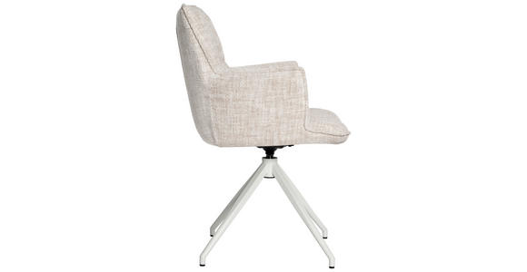ARMLEHNSTUHL in Eisen Chenille - Creme, Design, Textil/Metall (59/90,5/62,5cm) - Novel
