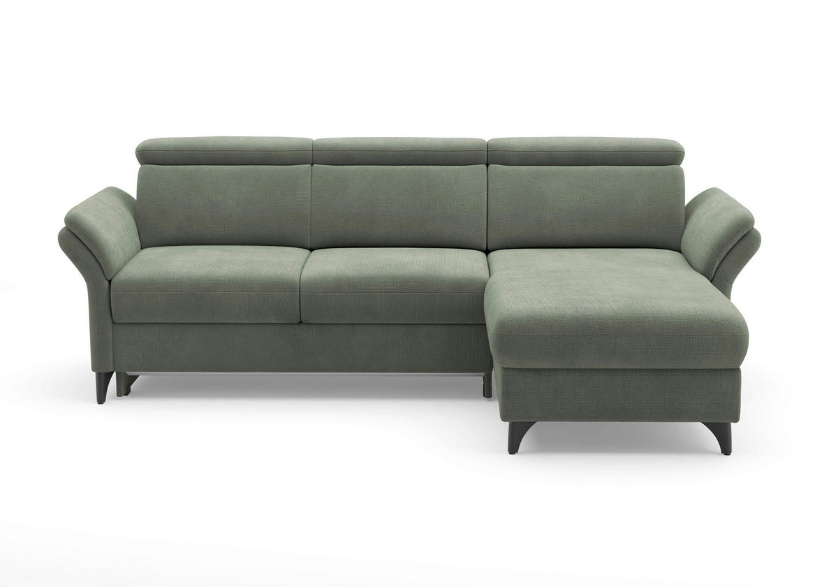 ECKSOFA GLENDALE E Dunkelgrün Flachgewebe  - Dunkelgrün/Schwarz, KONVENTIONELL, Textil/Metall (253/166cm) - Sit & More