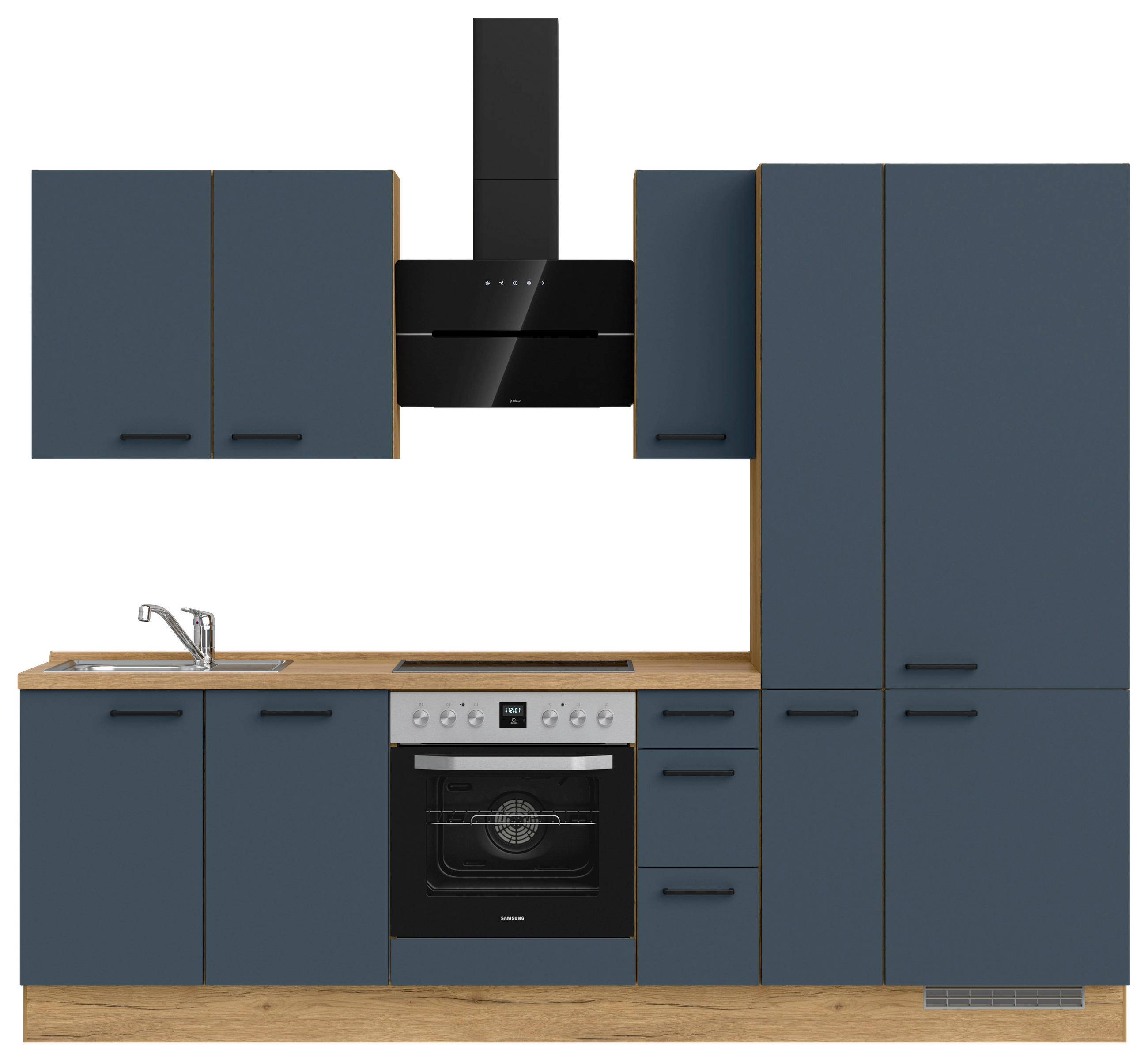KÜCHENBLOCK 270 cm   in Eichefarben, Dunkelbraun  - Eichefarben/Dunkelbraun, MODERN, Holzwerkstoff/Metall (270cm) - Nobilia