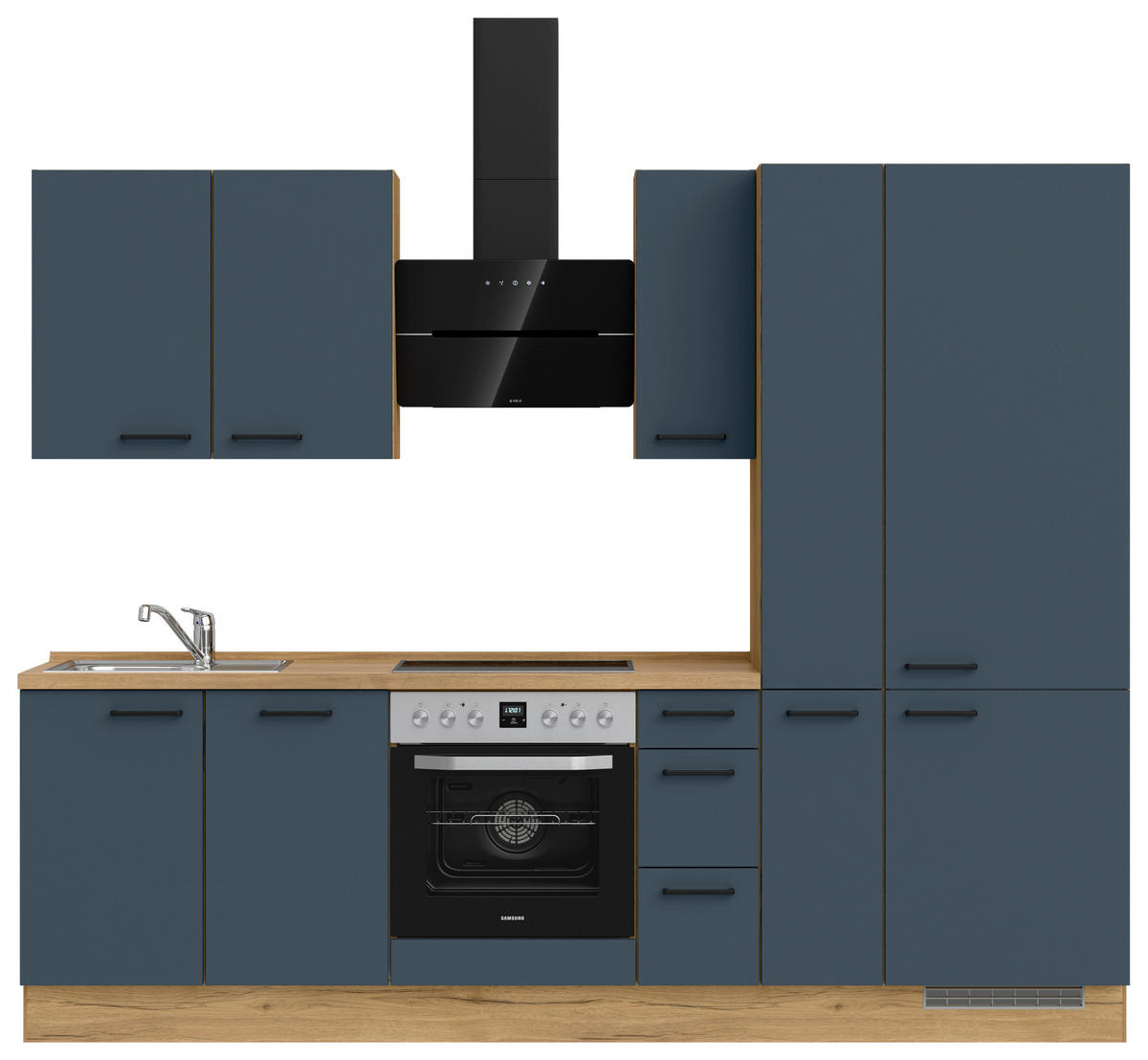 KÜCHENBLOCK 270 cm   in Eichefarben, Dunkelbraun  - Eichefarben/Dunkelbraun, MODERN, Holzwerkstoff/Metall (270cm) - Nobilia