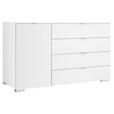KOMMODE  in 120/77/40 cm  - Alufarben/Weiß, Basics, Holzwerkstoff/Kunststoff (120/77/40cm) - Moderano