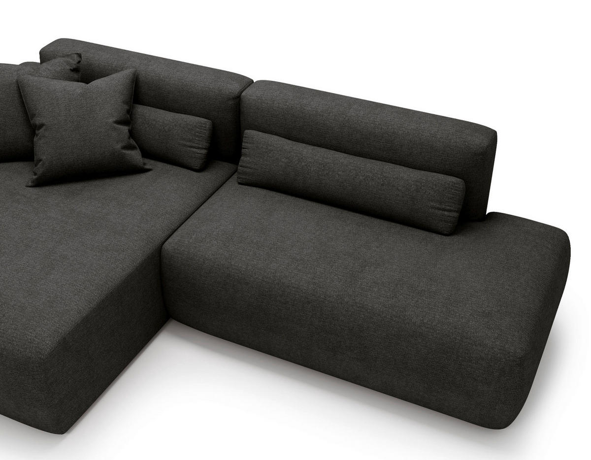 ECKSOFA REVE in Chenille Anthrazit  160/284 cm  - Anthrazit/Schwarz, Design, Kunststoff/Textil (160/284cm) - Livetastic