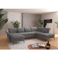 WOHNLANDSCHAFT in Flachgewebe Grau  - Schwarz/Grau, Konventionell, Textil/Metall (198/359/231cm) - Sit & More