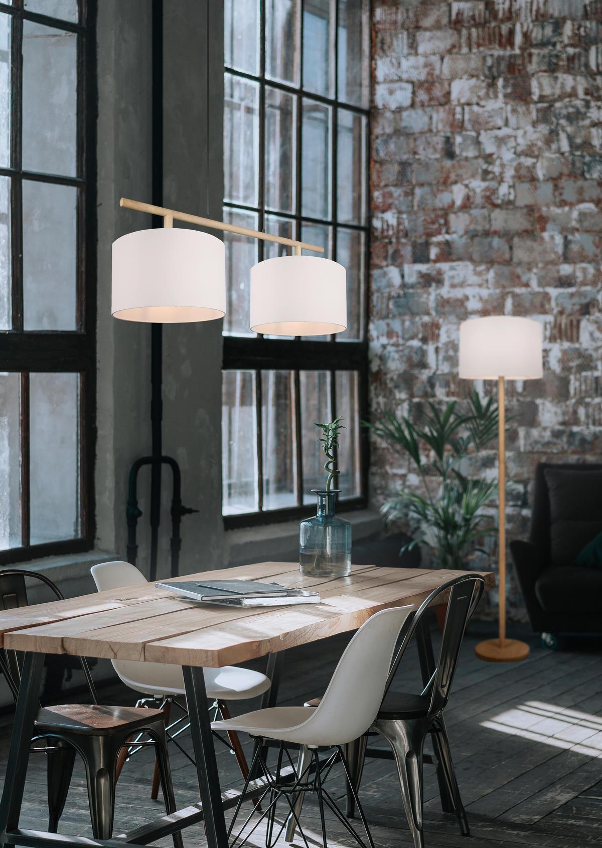 STEHLEUCHTE 40/162 cm    - Naturfarben/Weiß, Design, Holz/Textil (40/162cm) - Trio Leuchten