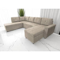 WOHNLANDSCHAFT in Cord Taupe  - Taupe/Schwarz, Design, Kunststoff/Textil (212/297/155cm) - MID.YOU