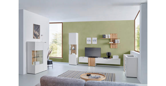 VITRINE in massiv Wildeiche Weiß, Eichefarben - Eichefarben/Anthrazit, Design, Glas/Holz (50/202,8/42cm) - Novel