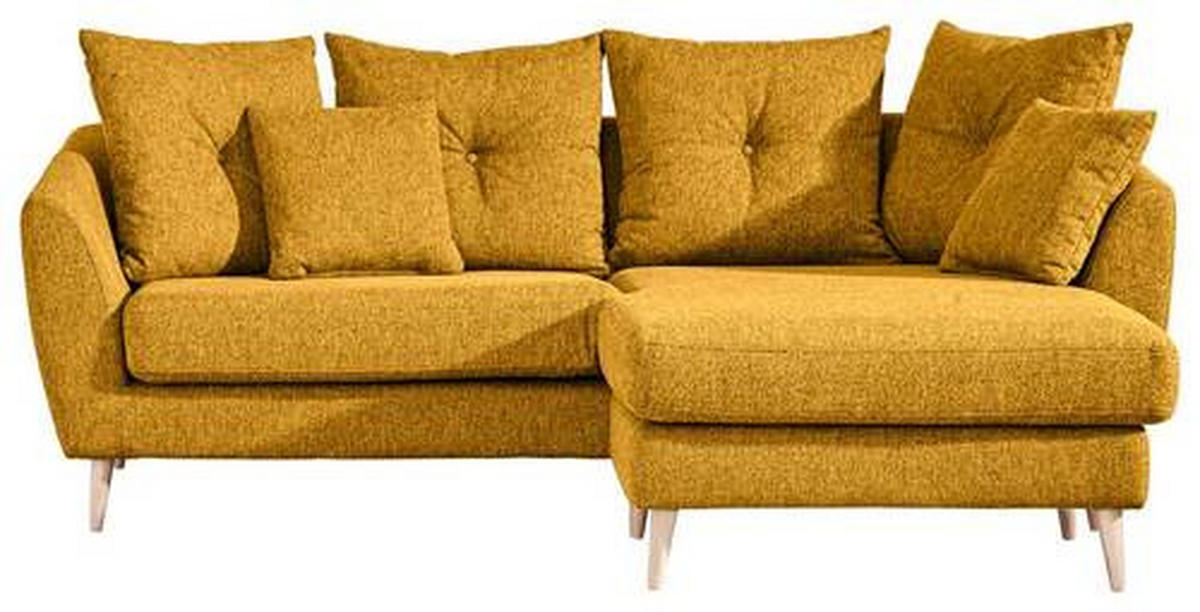 ECKSOFA Gelb Flachgewebe  - Gelb/Buchefarben, KONVENTIONELL, Holz/Textil (210/156cm) - Carryhome