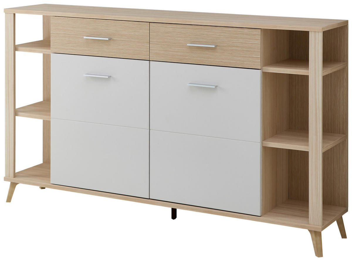 TÁLALÓSZEKRÉNY 180/105/38 cm  - kasmírszínű/krómszínű, Konventionell, faalapú anyag/fém (180/105/38cm) - Stylife