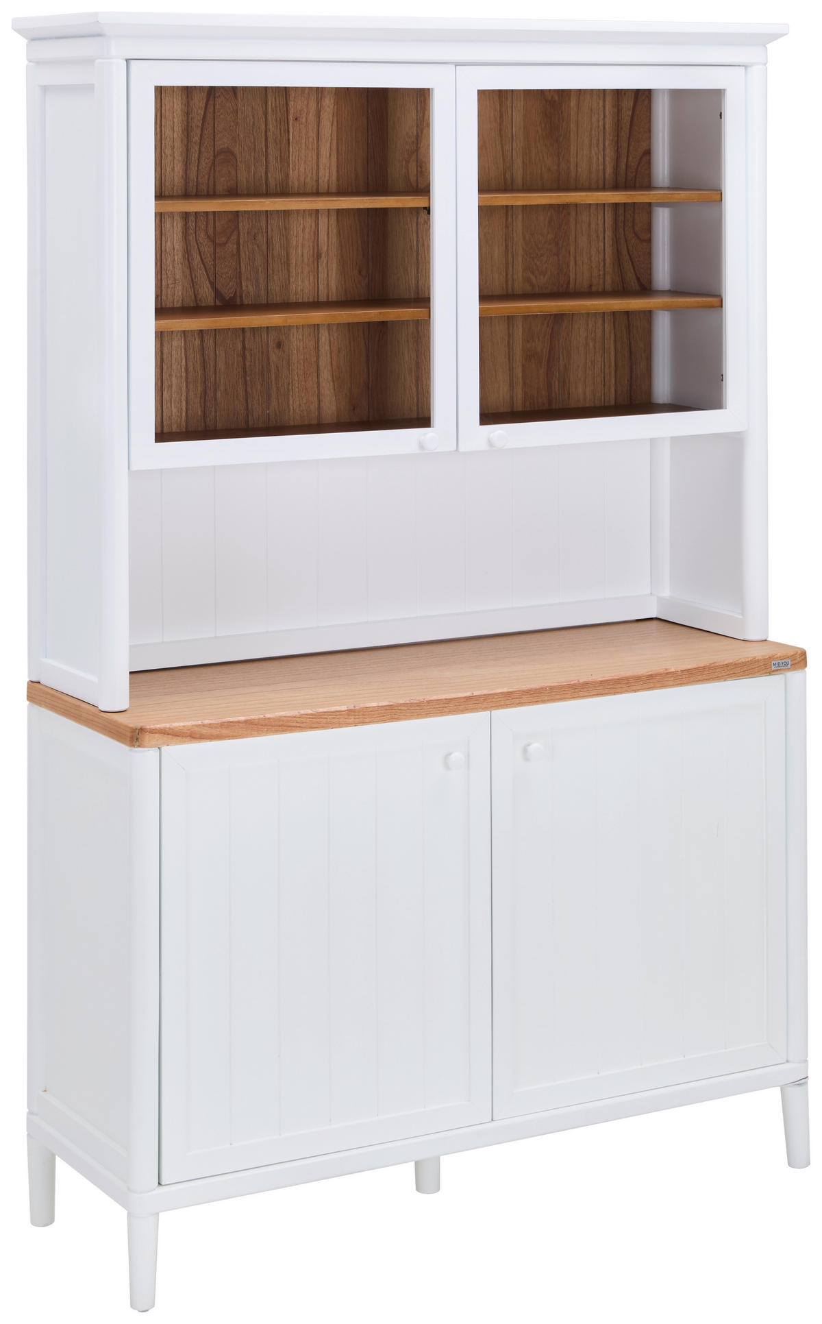 BUFFET 140/200/45 cm  in Naturfarben, Weiß  - Weiß/Naturfarben, ROMANTIK / LANDHAUS, Glas/Holz (140/200/45cm) - MID.YOU