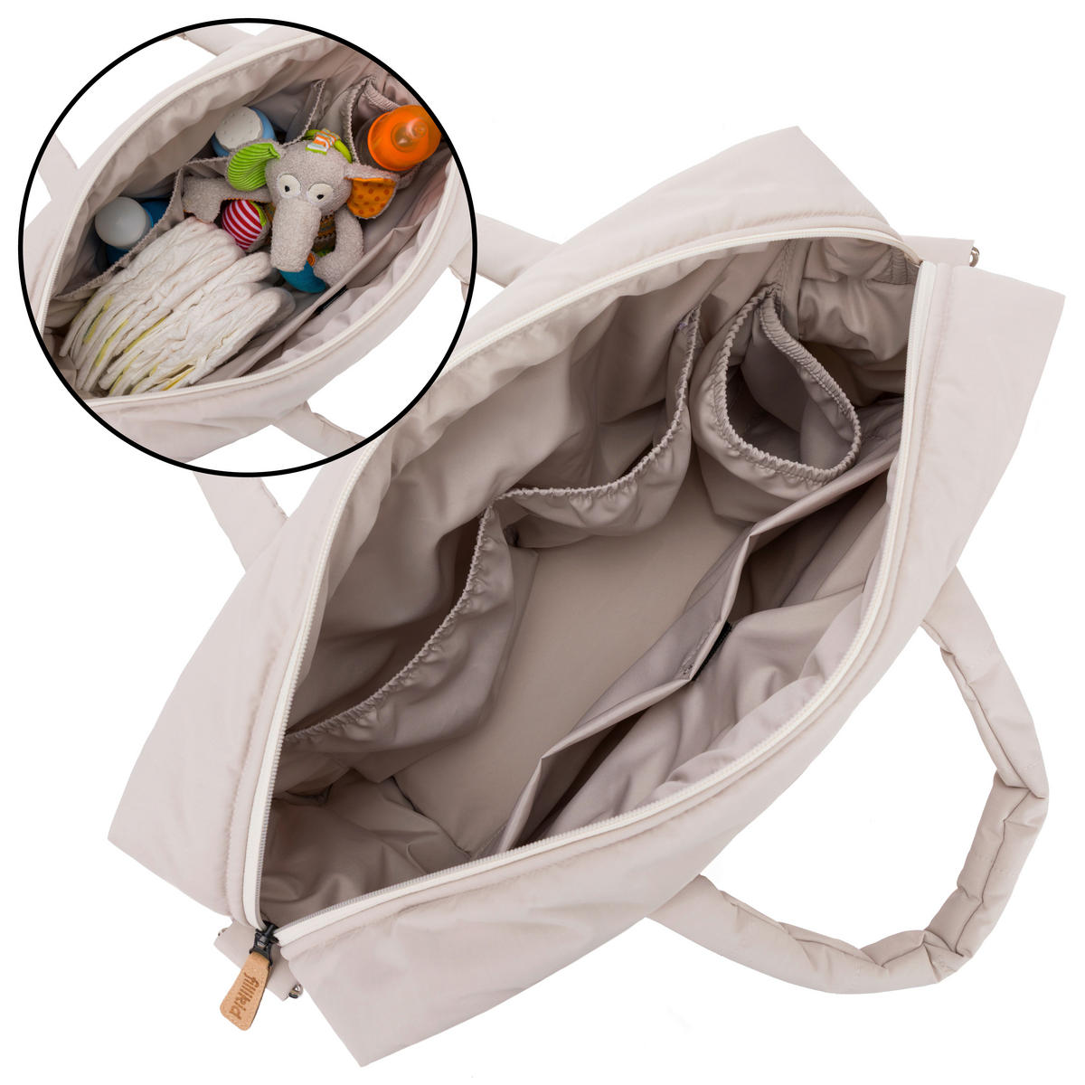 WICKELTASCHE  - Greige/Schwarz, Basics, Textil (43/28/14cm) - Fillikid