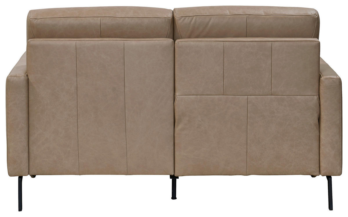 2-SITZER-SOFA Taupe Echtleder  - Taupe/Schwarz, KONVENTIONELL, Leder/Metall (148/86/89cm) - Pure Home Comfort