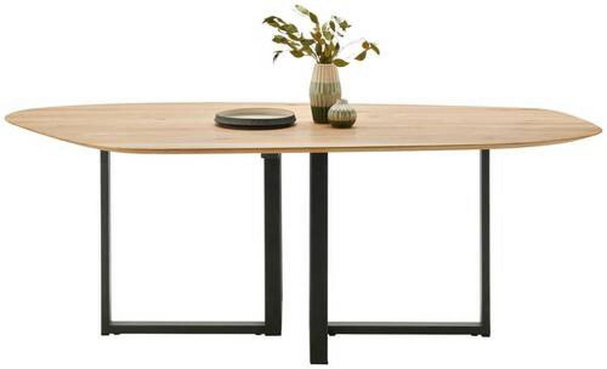 ESSTISCH Asteiche massiv oval Eichefarben  - Eichefarben/Anthrazit, Design, Holz/Metall (220/115/76cm) - Bert Plantagie