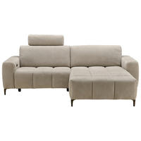ECKSOFA in Chenille Beige  246/165 cm  - Beige/Schwarz, Design, Textil/Metall (246/165cm) - Carryhome