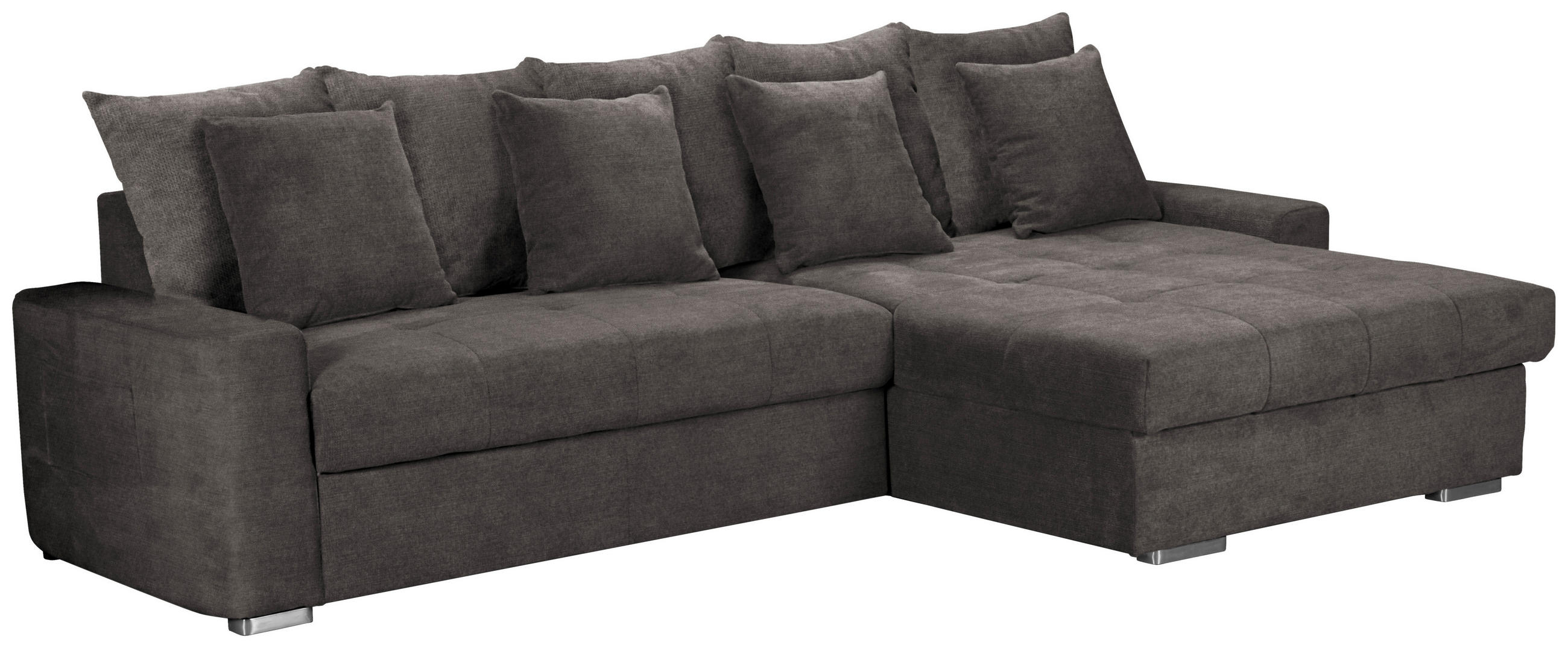 ECKSOFA in Mikrofaser Dunkelbraun  293/164 cm  - Dunkelbraun/Silberfarben, MODERN, Holz/Textil (293/164cm) - MID.YOU