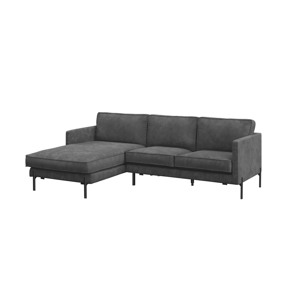 HÖRNSOFFA i flatväv mörkgrå  - mörkgrå/svart, Trend, metall/textil (154/232cm) - Livetastic
