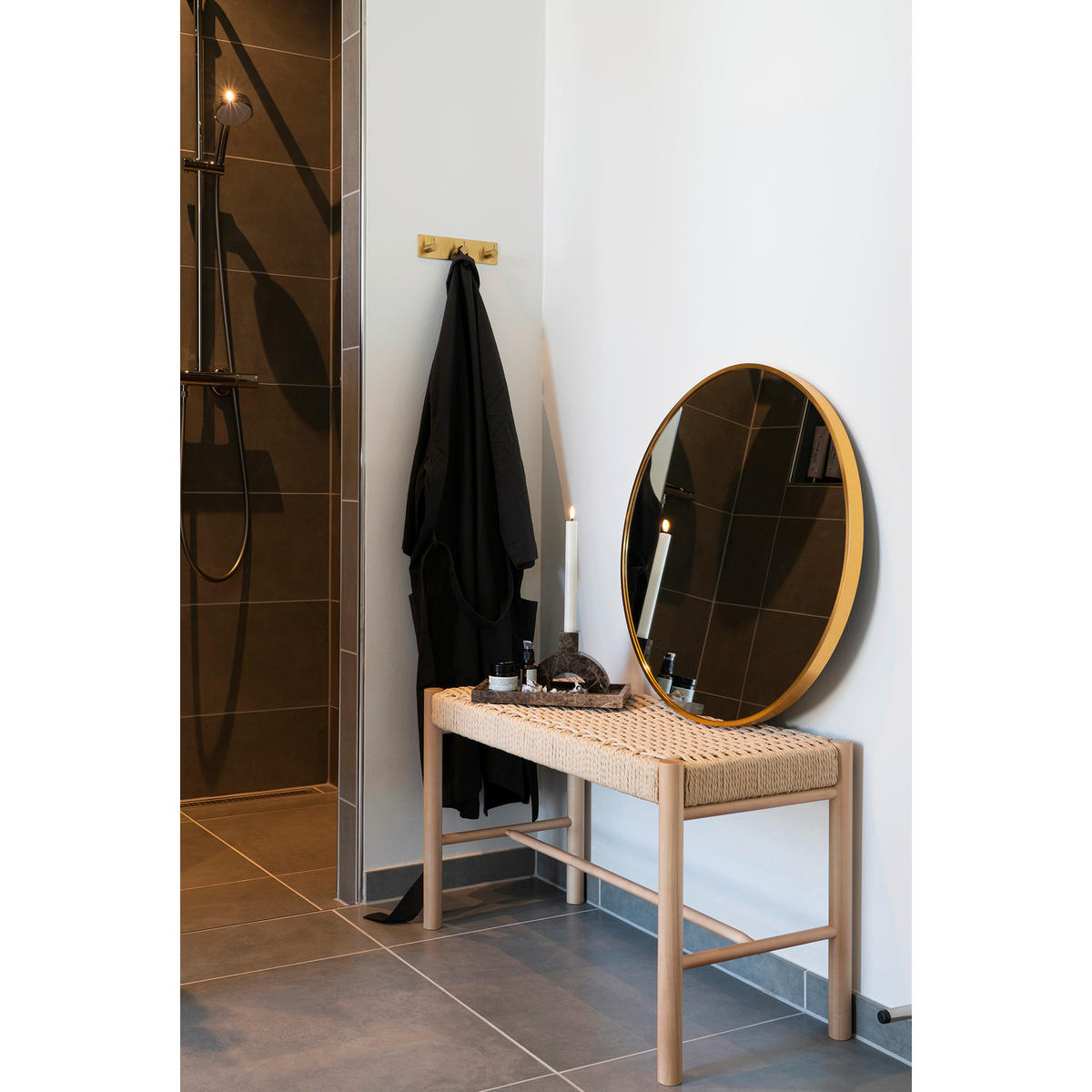 VÄGGSPEGEL 60/60/3 cm    - mässingsfärgad, Basics, metall/glas (60/60/3cm) - Ambia Home