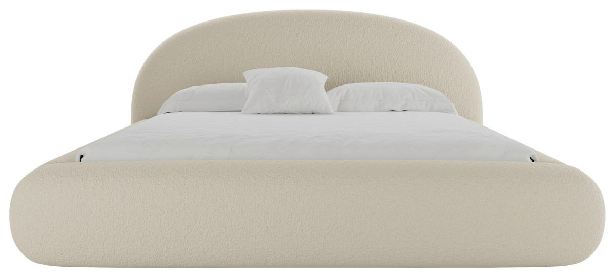 POLSTERBETT 160/200 cm,  in Beige, gepolstertes Kopfteil, Lattenrost, Bettkasten,  - Beige/Schwarz, Design, Holz/Textil (160/200cm) - Chameo
