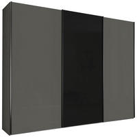 OMARA Z DRSNIMI VRATI, temno siva, lava siva  - temno siva/črna, Design, kovina/steklo (300/217/67cm) - Novel