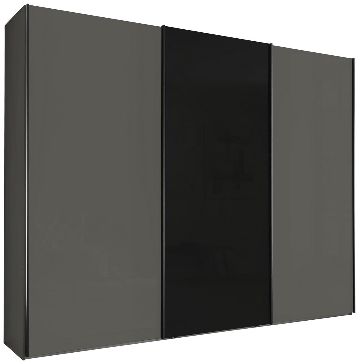 OMARA Z DRSNIMI VRATI, temno siva, lava siva  - temno siva/črna, Design, kovina/steklo (300/217/67cm) - Novel