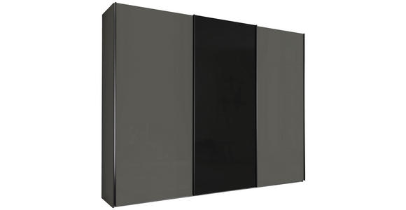 SCHWEBETÜRENSCHRANK 300/217/67 cm 3-türig Dunkelgrau, Lavagrau  - Dunkelgrau/Lavagrau, Design, Glas/Holzwerkstoff (300/217/67cm) - Novel