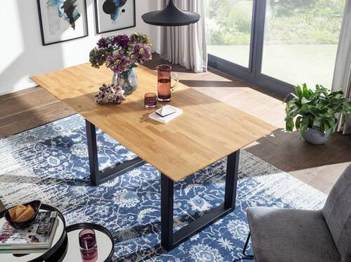 ESSTISCH in Holz, Metall 160/90/75 cm  - Wildeiche/Schwarz, Konventionell, Holz/Metall (160/90/75cm) - Livetastic