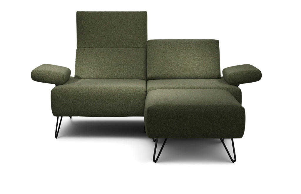 2-SITZER-SOFA in Chenille Waldgrün  - Waldgrün/Schwarz, Design, Textil/Metall (164-194/85/86-94cm) - SENSOO