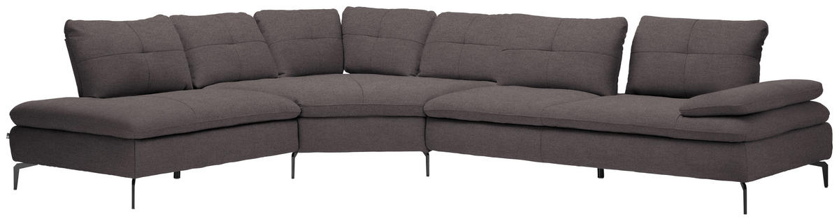 ECKSOFA in Flachgewebe Graphitfarben  - Schwarz/Graphitfarben, Design, Textil/Metall (271/344cm) - Chilliano