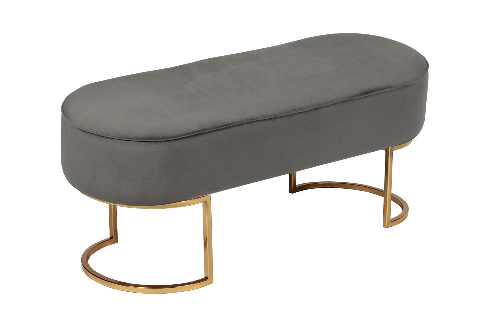 SITZBANK in Textil Grau  - Goldfarben/Grau, Design, Textil/Metall (105/42/40cm) - Kayoom