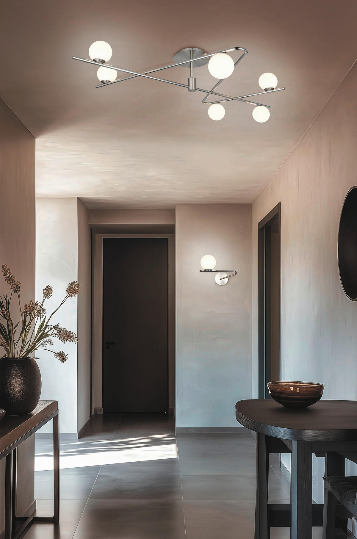 WANDLEUCHTE Flaming 13/21,5/25 cm   - Weiß/Nickelfarben, LIFESTYLE, Glas/Metall (13/21,5/25cm) - Trio Leuchten