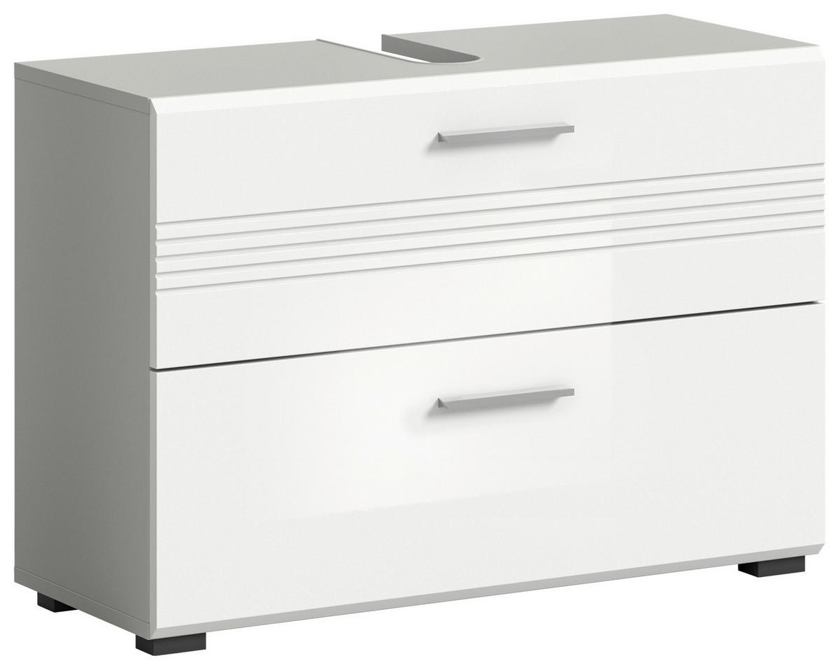 SKŘÍŇKA POD UMYVADLO, bílá, šedá, 80/56/32 cm - šedá/bílá, Moderní, kompozitní dřevo/plast (80/56/32cm) - MID.YOU