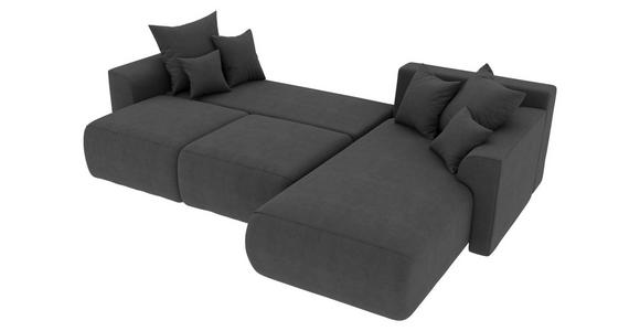 ECKSOFA Dunkelgrau Velours  - Chromfarben/Dunkelgrau, KONVENTIONELL, Kunststoff/Textil (293/195cm) - Carryhome