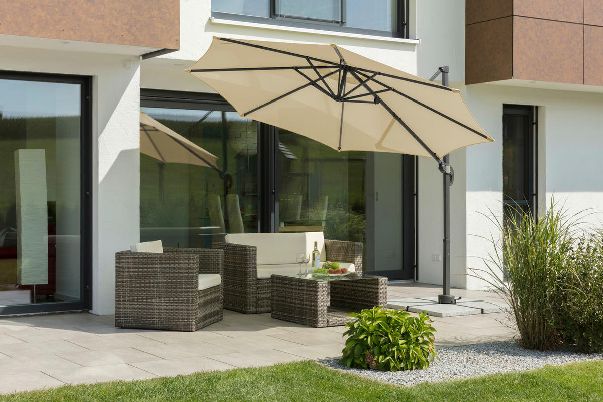 BOČNÍ SLUNEČNÍK 352/244/300 cm - přírodní barvy/antracitová, Basics, kov/textil (352/244/300cm)