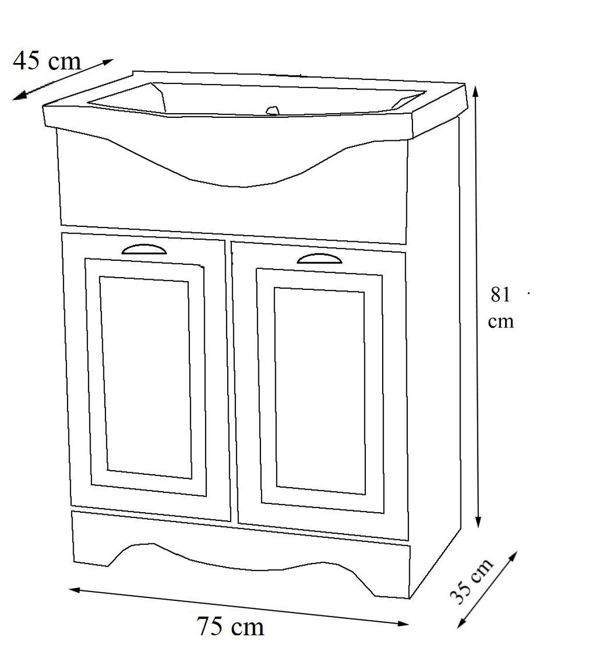 WASCHTISCHKOMBI 75 cm  - Silberfarben/Weiß, MODERN, Keramik/Holzwerkstoff (75cm) - MID.YOU