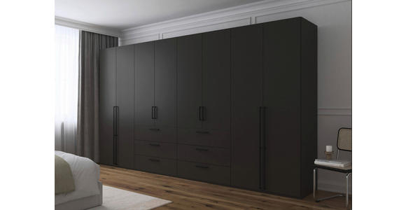 DREHTÜRENSCHRANK 400/235/61 cm,  in Graphitfarben, 8-türig  - Schwarz/Graphitfarben, Basics, Holzwerkstoff/Metall (400/235/61cm) - Novel