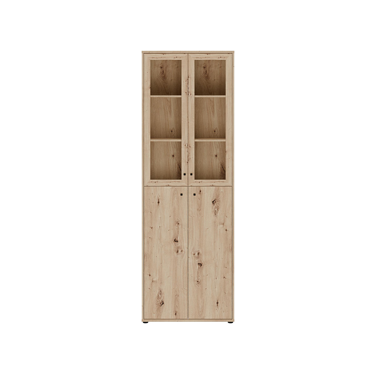 VITRINE  in Eiche Artisan  - Schwarz/Eiche Artisan, Design, Glas/Holzwerkstoff (73,7/216,7/34,8cm)