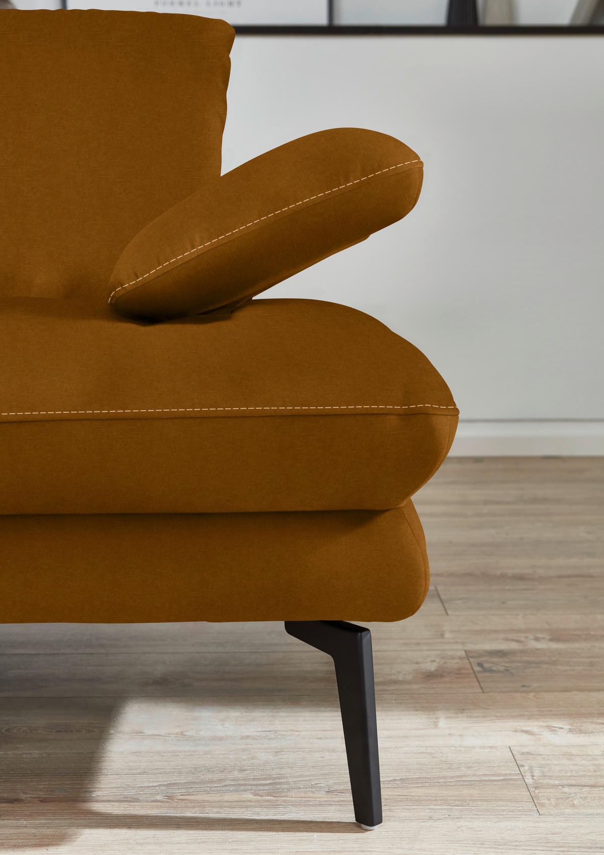3-SITZER-SOFA in Velours Cognac  - Cognac/Beige, Design, Textil/Metall (222/89/104cm) - Dieter Knoll